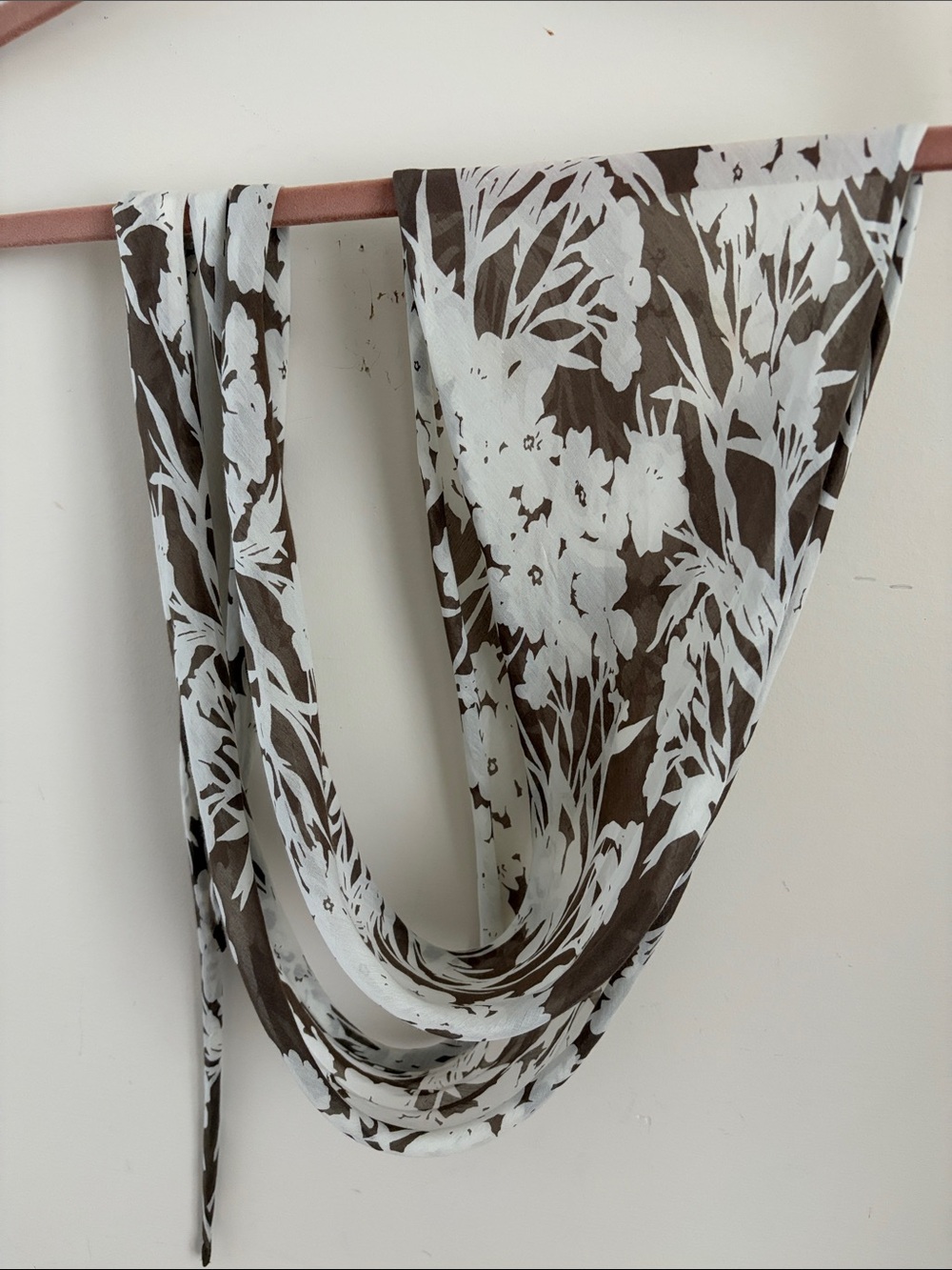 Banana Republic Brown and White Floral Lightweight Scarf